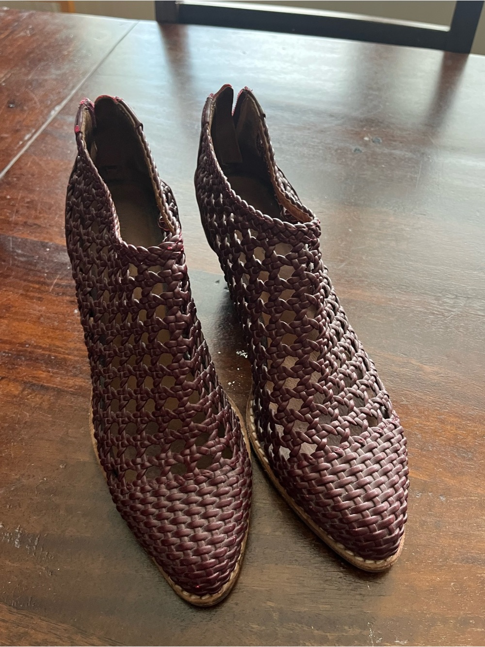 Jeffrey Campbell Woven Pointed Ankle Booties - Burgundy
